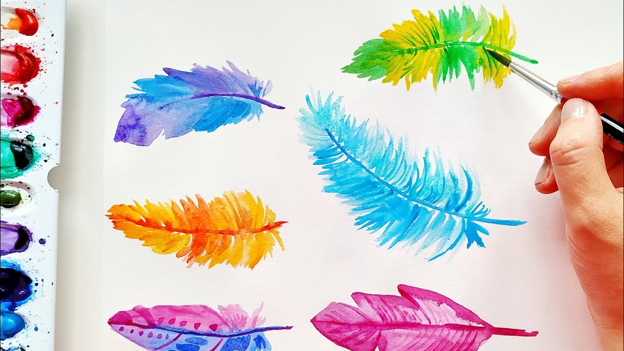 Watercolor Feathers Painting Ideas - How To Paint Feathers For ...