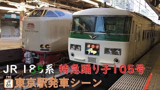 JR185系 特急踊り子105号 東京駅発車シーン