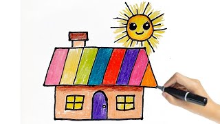 HOW TO DRAW A HOUSE FOR KIDS / HOUSE DRAWING EASY FOR KIDS / LEARN STEP BY STEP