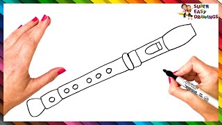 How To Draw A Flute Step By Step 🎶 Flute Drawing Easy