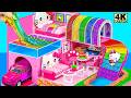 How To Make Hello Kitty House with Rainbow Slime Hand Bathtub & Rainbow Slide from Cardboard, Clay