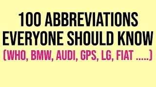 100 abbreviations everyone should know || Interesting Facts || Important Abbreviations