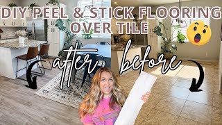 DIY BUDGET MAKEOVER / EASY PEEL AND STICK VINYL FLOORING OVER TILE / CLEAN WITH ME / BROOKE ANN