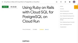 Using Ruby on Rails with Cloud SQL for PostgreSQL on Cloud Run GSP943