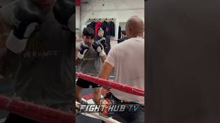 Ryan Garcia training with Derrick James drilling boxing fundamentals for return!