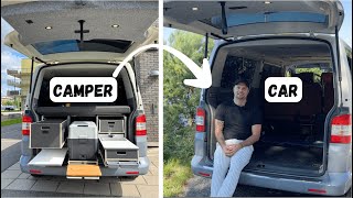 Removing the Flip Camping Box | A VW T5 camper turns into a regular car in less than 5 minutes.