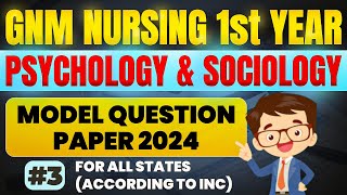 Gnm 1st Year Psychology & Sociology Question Paper 2024 // Gnm 1st Year Question Paper