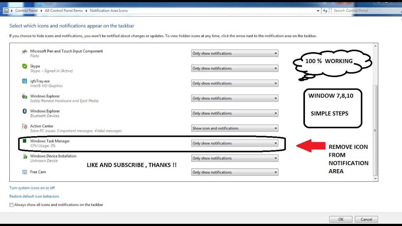 How To Remove Unwanted Notification Icons From Notification Area ...