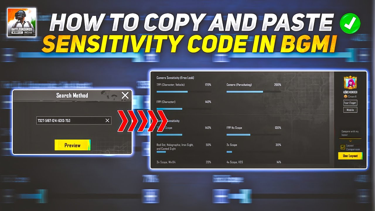 BGMI Me Sensitivity Code Kaise Dale | How To Copy/Paste Sensitivity ...