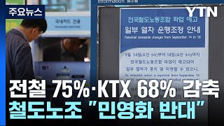 철도노조 나흘간 '총파업'...수도권 전철 75%·KTX 68% 운행 / YTN