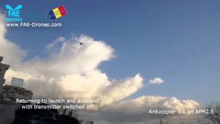 Arducopter 3.1 radio failsafe with RTL autoland, auto-disarm- hexacopter by FAE drones