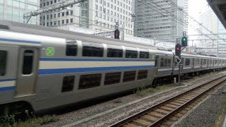 【品川駅】横須賀・総武快速線（JR東日本E217系）上下線の到着と発車、停車中の東海道本線E231系電車（東京都）JR EAST Shinagawa Station Tokyo JAPAN TRAIN