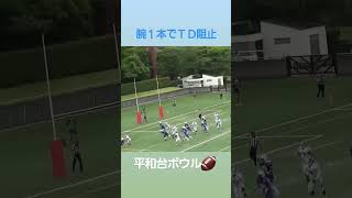 【アメフト】腕一本でタッチダウン阻止　試合を左右するビックプレイ