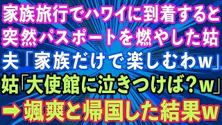 【スカッとする話】家族旅行でハワイに到着すると、突然パスポートを燃やされた私。夫「家族だけで楽しんでくるw」義母「大使館にでも泣きつけw」→私が颯爽と帰国した結果