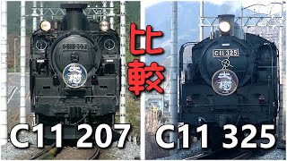 SL大樹  蒸気機関車 C11 207とC11 325  正面比較・スローモーション