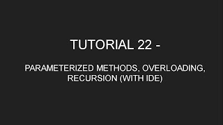 Java Programming Tutorial 22- Parameterized Methods, Method Overloading, Recursion (in English)