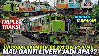 GANTI LIVERY APA NIH?? Ujicoba Lokomotif CC 201 & Triple Traksi Lokomotif Korban TABRAKAN Kereta Api