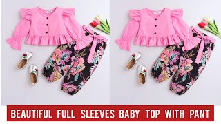 Full Sleeves Baby Top With Pant Cutting and Stitching/2-3 Year Baby Dress Design