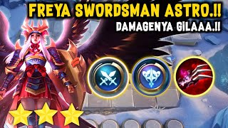 FREYA SWORDSMAN ASTRO.!! THE DAMAGE IS CRAZY.!! MAGIC CHESS MOBILE LEGENDS