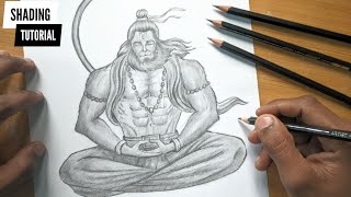 How To Draw Lord Hanuman (Shading Video) Step By Step Process @AjArts03
