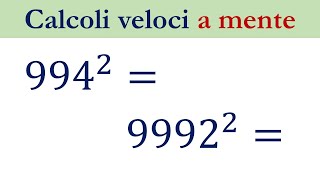 Calcolare quadrati velocemente