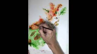 Speed painting a giraffe using alcohol inks and acrylic inks on yupo paper