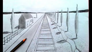 How to draw a railway. Very simple Railway drawing step by step || pencil sketch