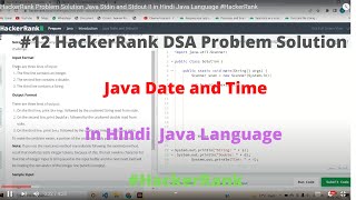 #12 HackerRank Java Date and Time DSA Problem Solution in Hindi in Java #HackerRank