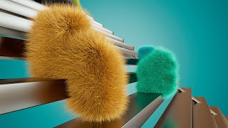 Stair Tetris w Hair Softbody Simulation | Who is Faster? | Fluffy Tetris