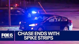 Glendale police chase; spike strips deployed, 4 in custody | FOX6 News Milwaukee