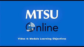 Video 4: Module Learning Objectives