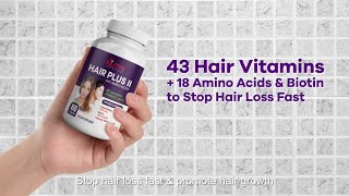 Stop Hair Loss Fast \u0026 Regrow Hair with Nutri Botanics Hair Plus II + Amino Acids - 43 Hair Nutrients