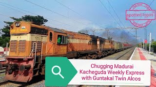 CHUGGING, SMOKING \u0026 HONKING Twin ALCOS of Guntakal DLS with Madurai Kacheguda Weekly Exp