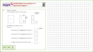 GCSE Maths AQA Foundation Specimen Paper 1 - Q14 Perimeter of 2D shapes