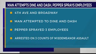 Dine \u0026 Dash suspect pepper sprays employees