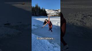 Reality of Skating on Frozen Lake! 😱⛸️ #coachmichellehong #iceskater #figureskating #frozenlake