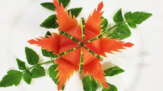 Very Impressive Tomato Flower Carving Garnish - How To Make Vegetable Carving Designs