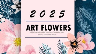 Art Flower PowerPoint Template – Bold Pink & Blue Floral Presentation Slides
