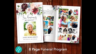 8 Page Autumal Funeral Program Template