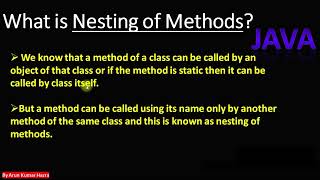 What is Nesting Method in Java ? Explanation with Example | Class#76