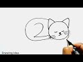 how to draw cat from number 20 cat drawing for kids