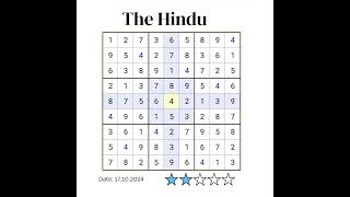 The Hindu | #sudoku | 17.10.2024 | 2 Star