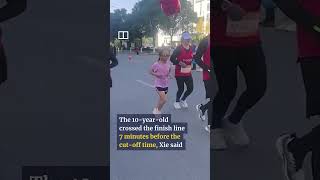 Man in China drops out of marathon, letting daughter finish in his place #shorts