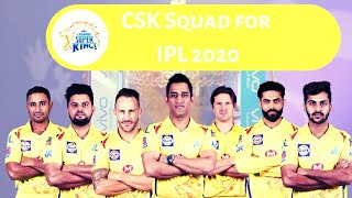 IPL 2020 CSK Squad||Chennai Super King Team Squad||