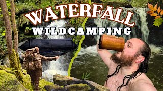 WATERFALL Hammock Camping! - OKTOBERFEST In The AUTUMN WOODS!