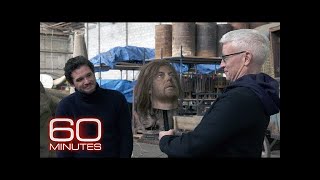 Kit Harington shows Anderson Cooper what happened to Ned Stark's head for "60 Minutes"