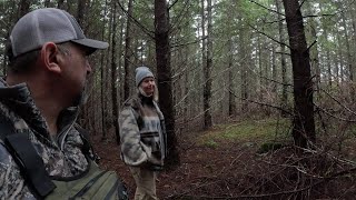 Sasquatch/Bigfoot wooded dark wet hiking  in Oregon. Looking for evidence of Sasquatch.