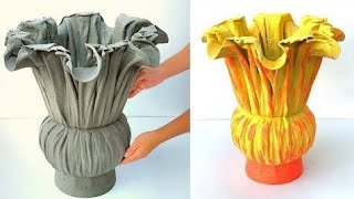 DIY How To Make A Colorful Flower From Cement and Fabric - Clever Ways To Use Cement - DIY