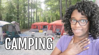 Our first family Camping trip and Setup 😳  Tour our tents, camping kitchen, Bath