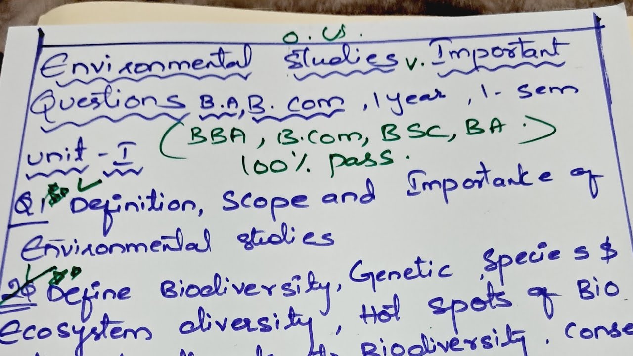 Environmental Studies Very Important Questions BCOM ,BBA, BA,BSC 1 Year ...